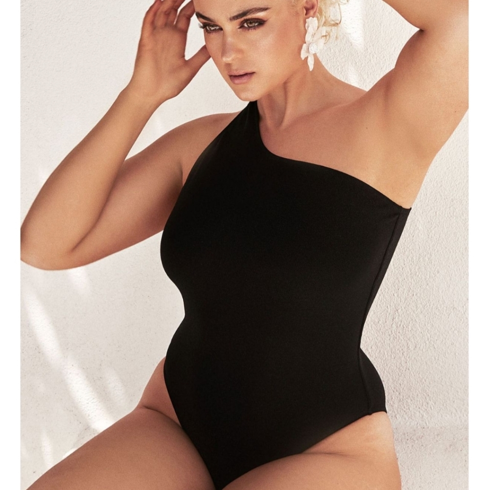 Blackmilk Pool party black one shoulder swim